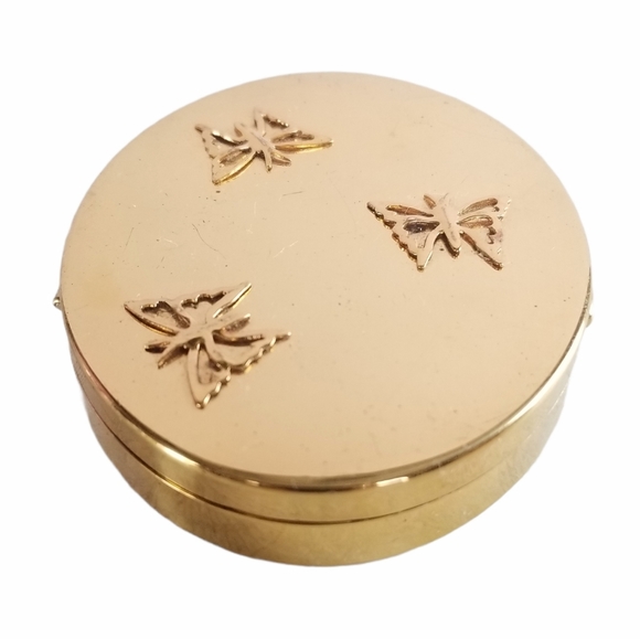 Vintage Mid Century 1940s Kotler & Kopit Brass Butterfly Mirrored Puff Compact - Picture 7 of 16